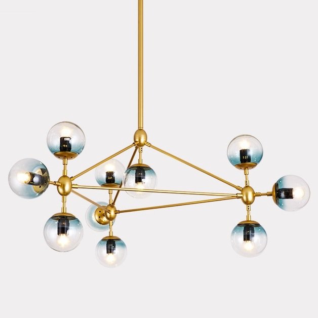 Люстра Modo Chandelier Globes Blue Ambre Gold Золотой в Омске | Loft Concept 