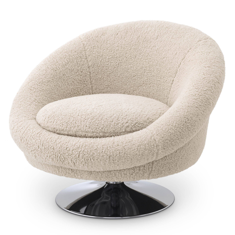 Кресло Eichholtz Swivel Chair Nemo Бежевый Никель в Омске | Loft Concept 