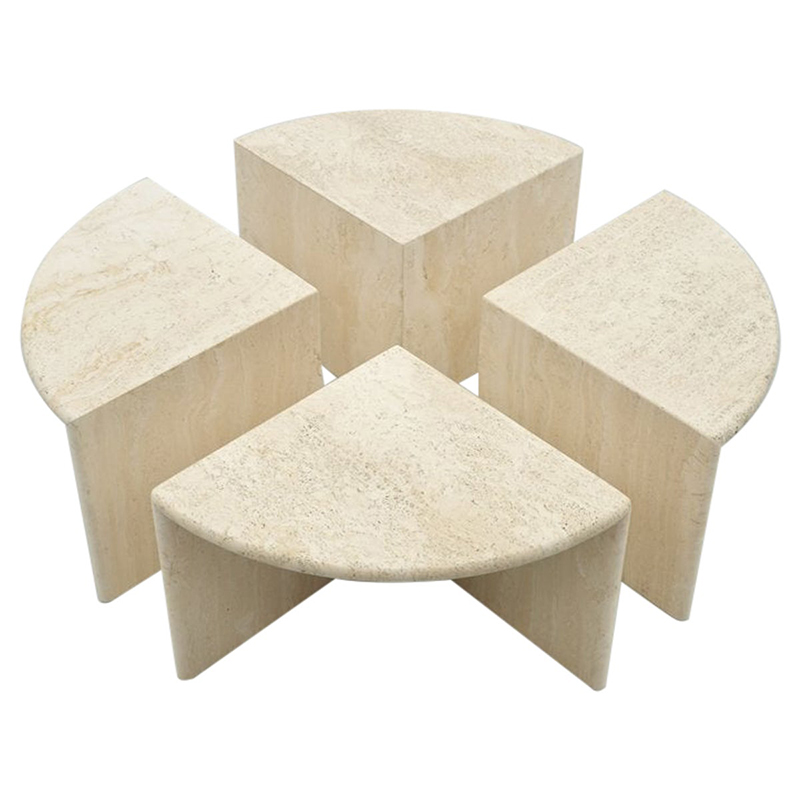 Модульный кофейный стол Set of Four Travertine Side or Coffee Tables Бежевый Песочный в Омске | Loft Concept 