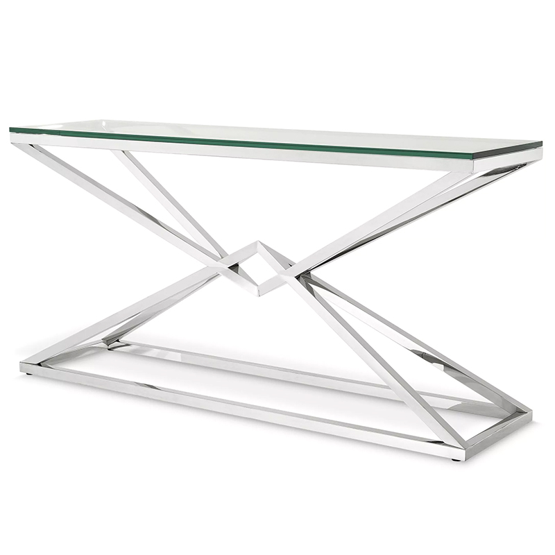 Консоль Eichholtz Console Table Connor L Chrome Хром Прозрачное Стекло в Омске | Loft Concept 