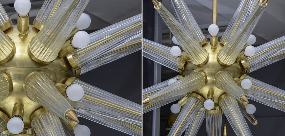 Люстра Brass Sputnik Chandelier with Murano Glass Spikes Люстра Brass Sputnik Chandelier with Murano Glass Spikes - Loft-Concept в Омске