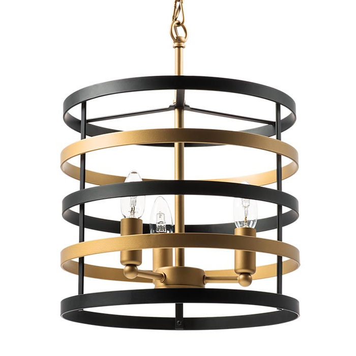 Люстра Gold Stripes Chandelier 3 Черный Золотой в Омске | Loft Concept 