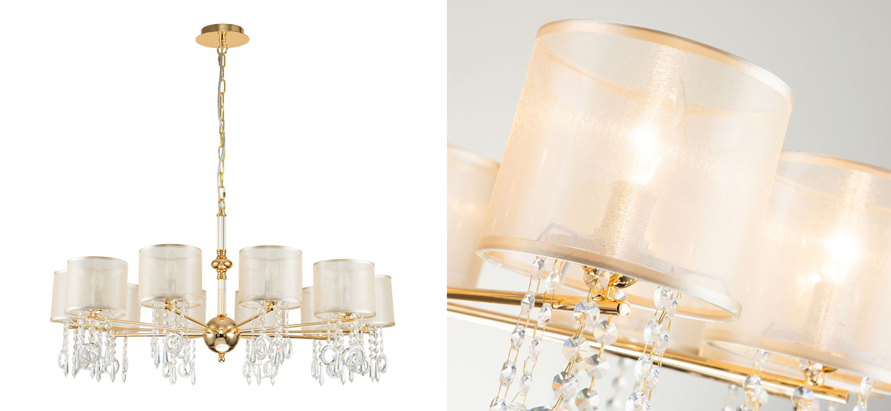 Большая люстра золотого цвета с хрустальным декором Crystal Things - фото