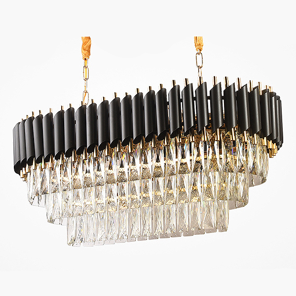 Люстра Empire Black Rectangular Chandelier Crystal Черный Золотой Прозрачный в Омске | Loft Concept 