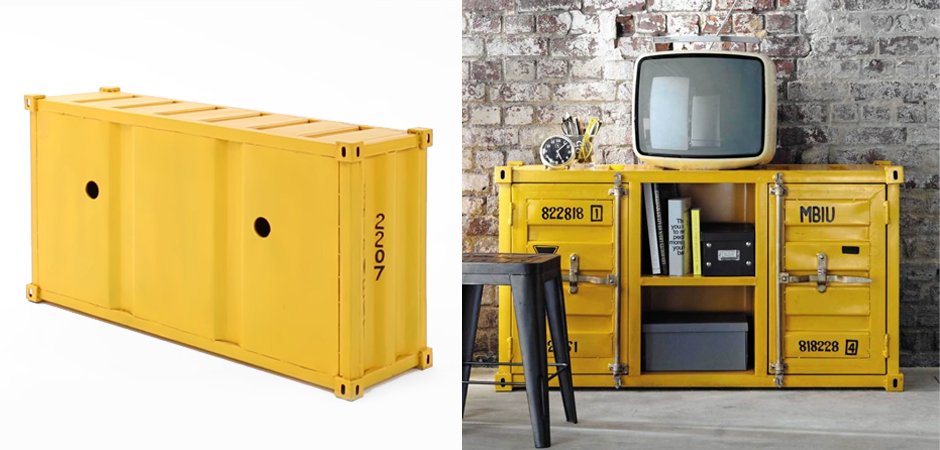 ТВ тумба морской контейнер Loft TV container yellow ТВ тумба морской контейнер Loft TV container yellow - Loft-Concept в Омске