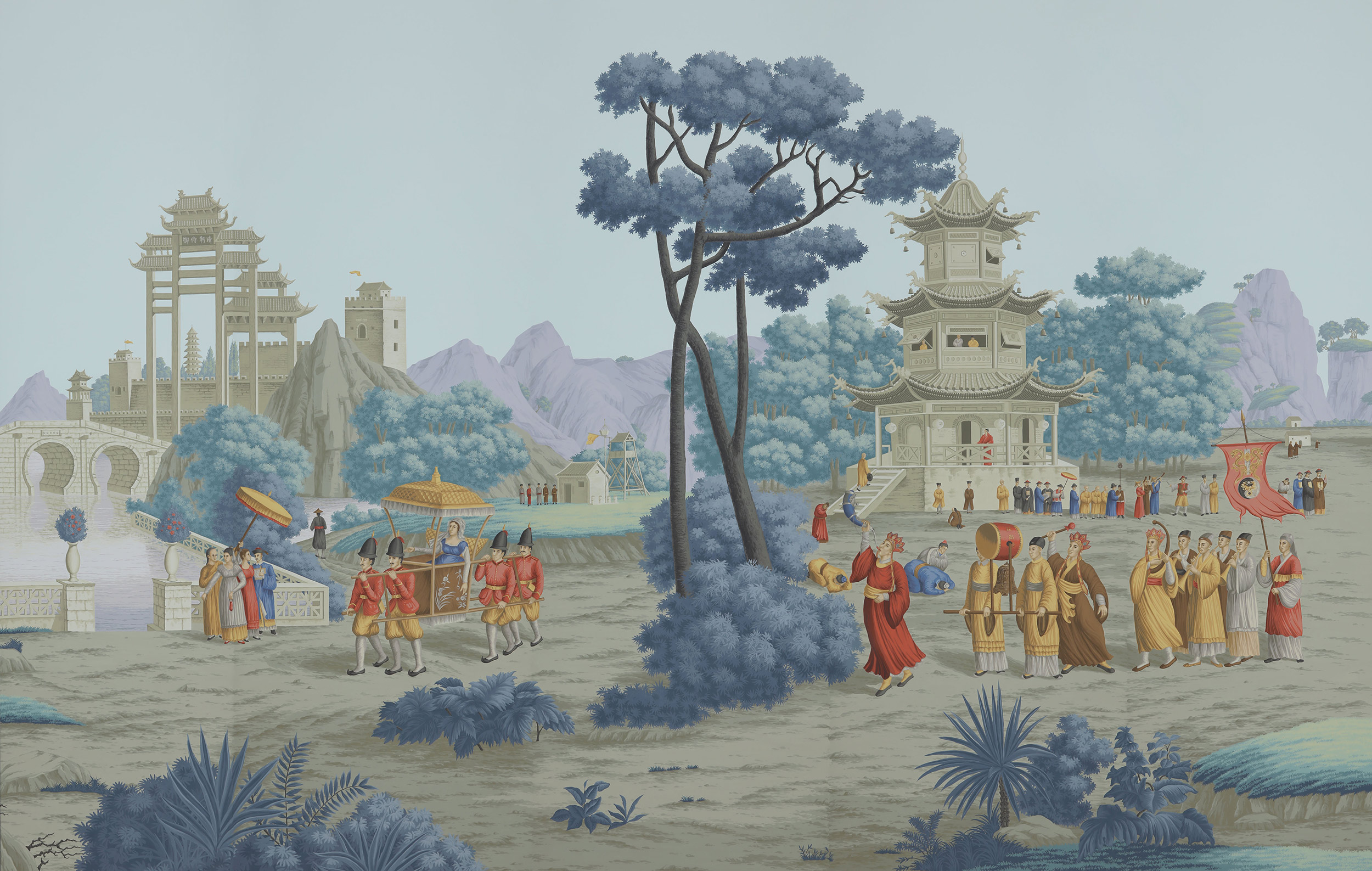 Обои ручная роспись Procession Chinoise Charvet on scenic paper Обои ручная роспись Procession Chinoise Charvet on scenic paper - постер Loft-Concept в Омске