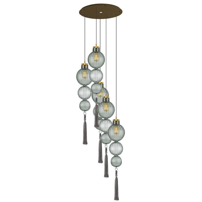 Люстра Heathfield Lighting - Medina Circle 5 Chandelier Хром Латунь Прозрачный Коричневый Голубой в Омске | Loft Concept 