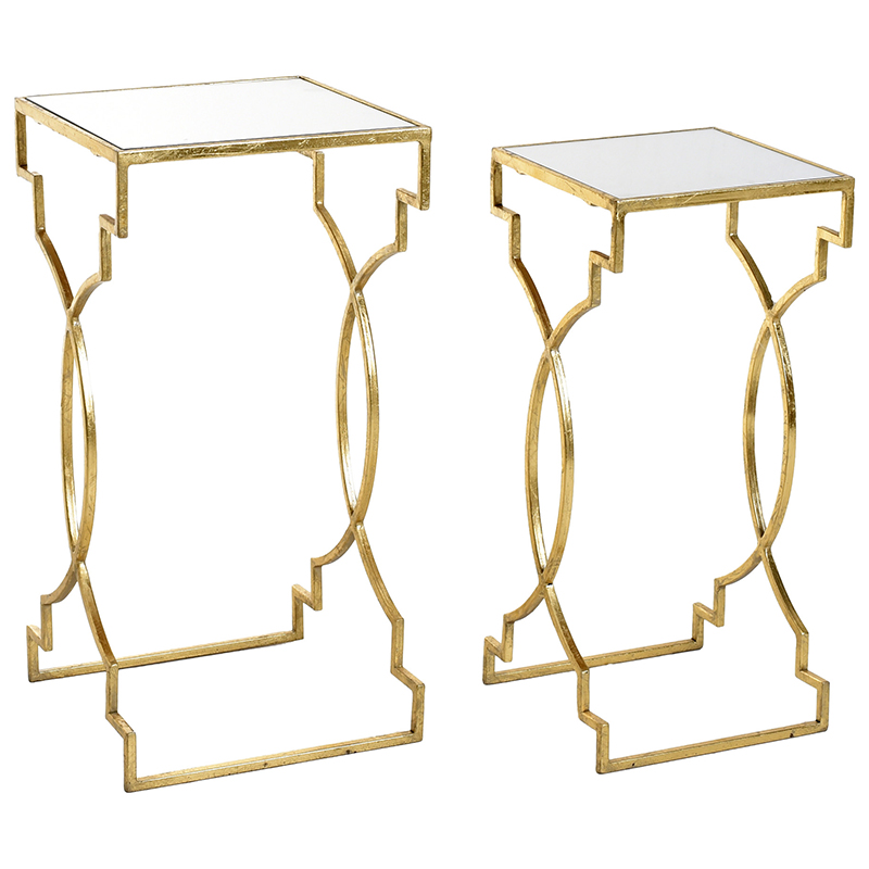 Комплект приставных столов Cowan Side Tables Золотой Прозрачный в Омске | Loft Concept 