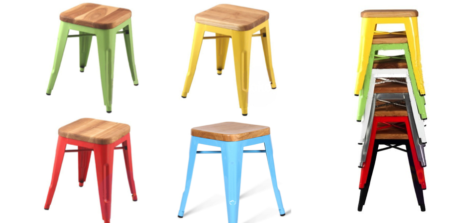 Кухонный стул Tolix Wood Seat Stool Кухонный стул Tolix Wood Seat Stool - Loft-Concept в Омске