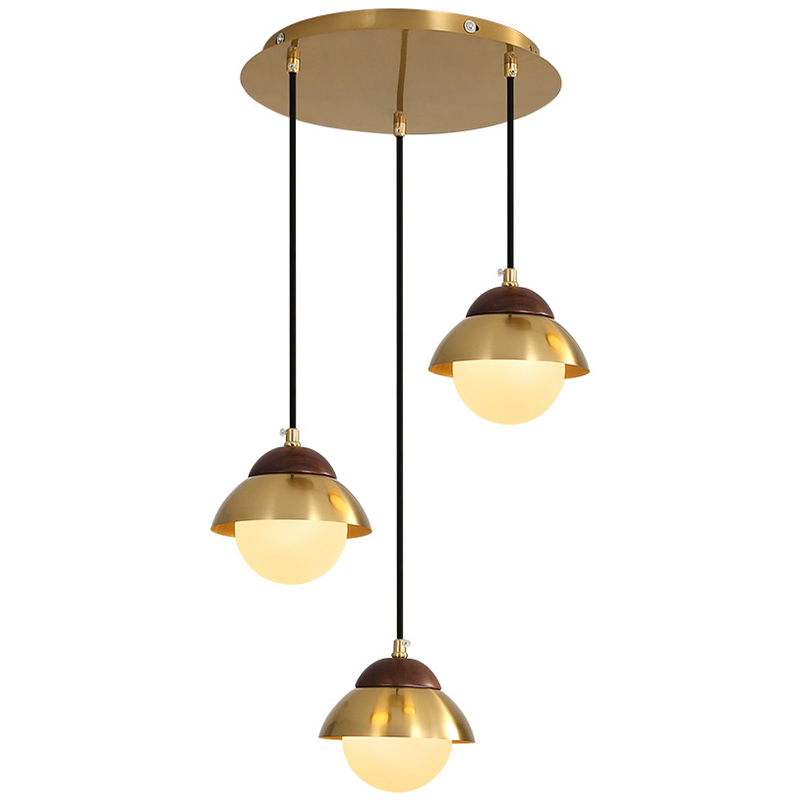 Люстра Roch Wooden Eco Light Chandelier Латунь Коричневый Белый в Омске | Loft Concept 