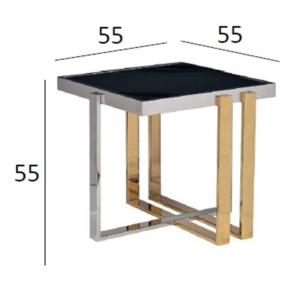 Столик журнальный квадратный с основанием в оттенках хром и золото Harmony Color and Shapes в Омске