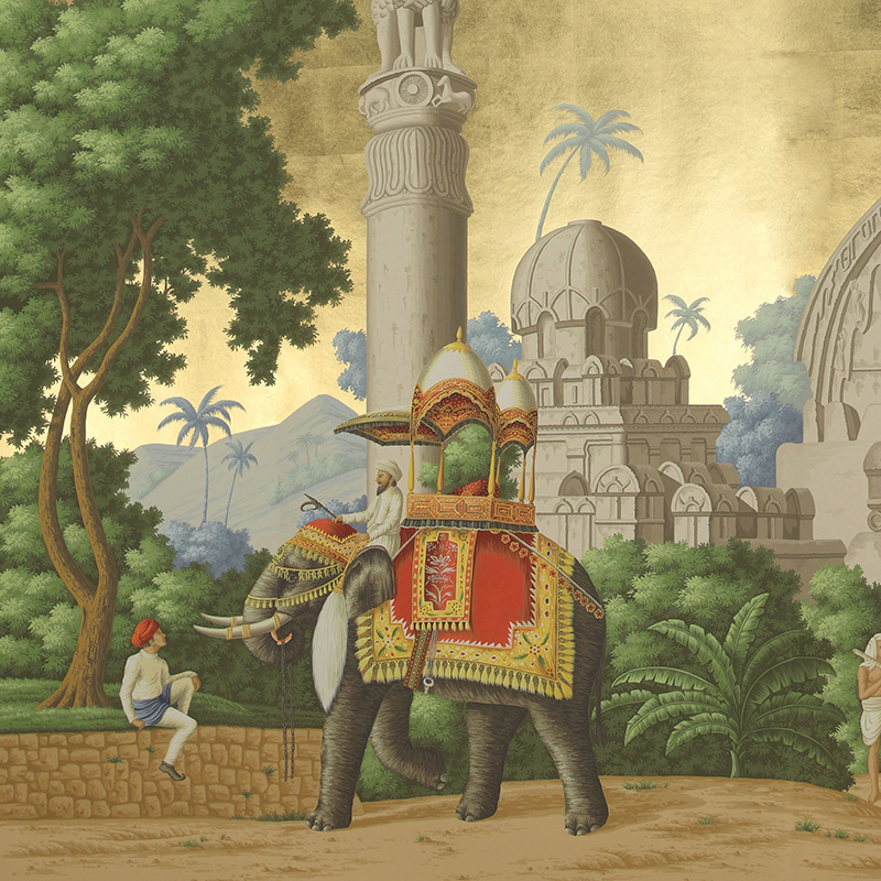 Обои ручная роспись Early Views of India Eden on Deep Rich Gold gilded paper Обои ручная роспись Early Views of India Eden on Deep Rich Gold gilded paper в Омске | Loft Concept