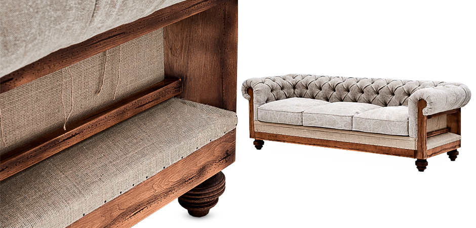 Диван Deconstructed Chesterfield Sofa Triple Gray Диван Deconstructed Chesterfield Sofa Triple Gray - Loft-Concept в Омске