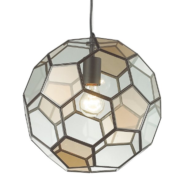 Подвесной светильник Glass & Metal Cage Pendant Globe Multi Прозрачное Стекло Янтарь (Amber) Черный в Омске | Loft Concept 