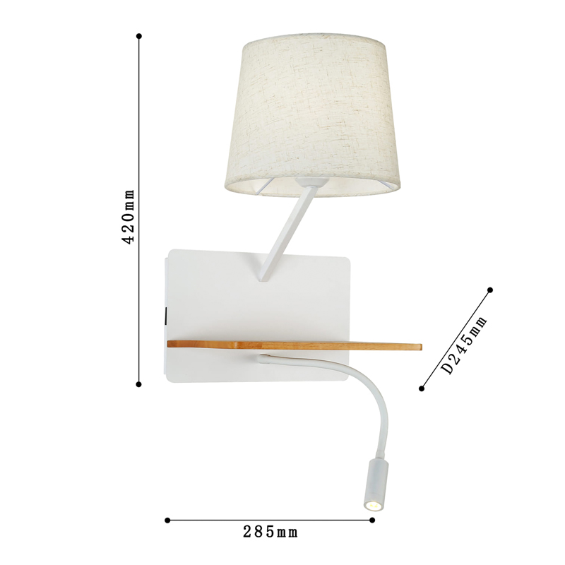 Бра с абажуром и гибким спотом Trumpet Wall White USB Бра с абажуром и гибким спотом Trumpet Wall White USB в Омске