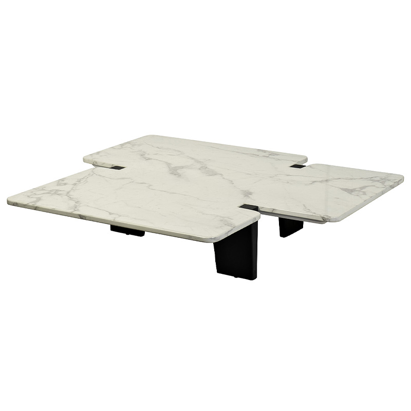 Кофейный стол Lewys Marble Coffee Table Белый Мрамор Bianco Коричневый в Омске | Loft Concept 