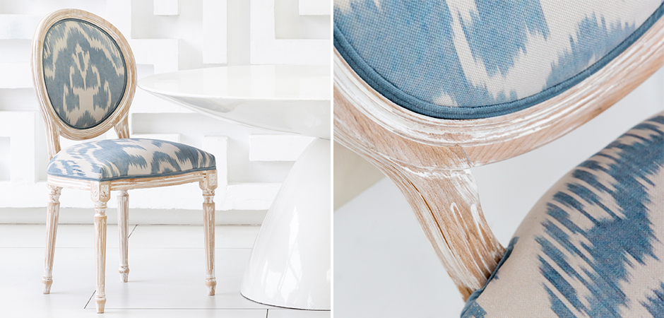 Мягкий стул со светло-голубым узором Ikat Pattern Мягкий стул со светло-голубым узором Ikat Pattern - Loft-Concept в Омске
