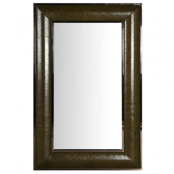 Зеркало настенное Leather Lux Mirror Square Oliva Оливковый в Омске | Loft Concept 