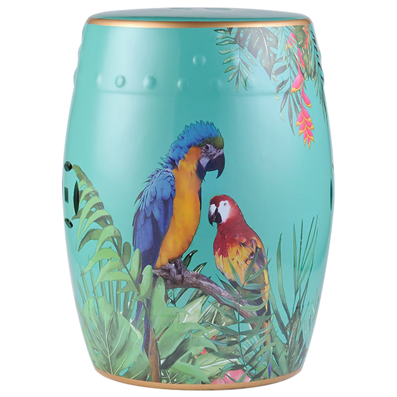 Керамический табурет Parrots Tropical Animal Ceramic Stool Turquoise Бирюзовый Мульти в Омске | Loft Concept 