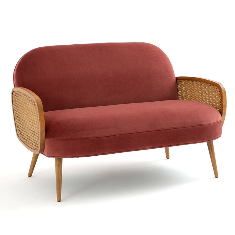 Диван Morten Wicker Crimson Sofa Малиновый Малиновый (Crimson) в Омске | Loft Concept 