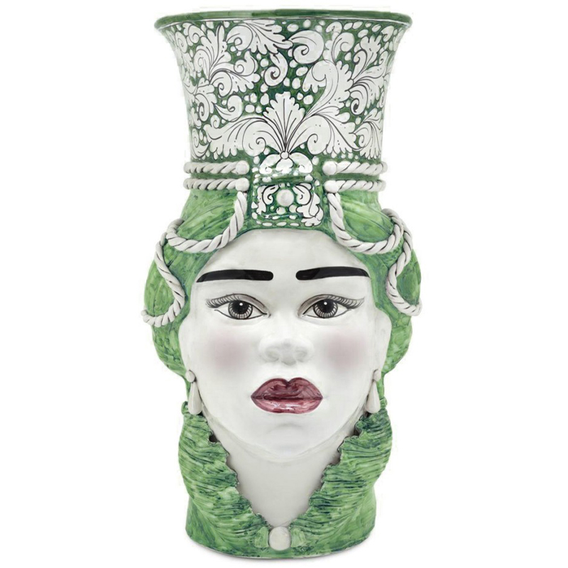 Ваза Vase Moro Lady Giant Ornate Green Зеленый Белый в Омске | Loft Concept 