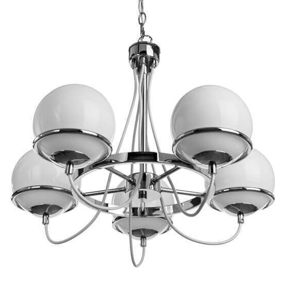 Люстра Melissa Chandelier Chromium 5 Хром Белый в Омске | Loft Concept 