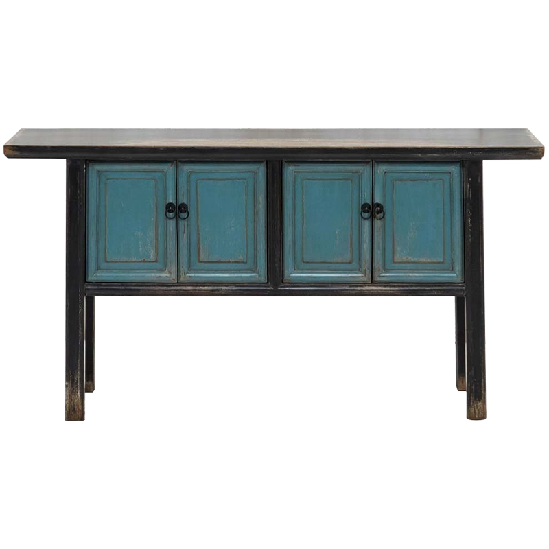 Деревянная консоль в китайском стиле с дверцами голубая Qin Console Table Blue Голубой Черный Древесина Деревянная консоль в китайском стиле с дверцами голубая Qin Console Table Blue Голубой Черный Древесина в Омске | Loft Concept
