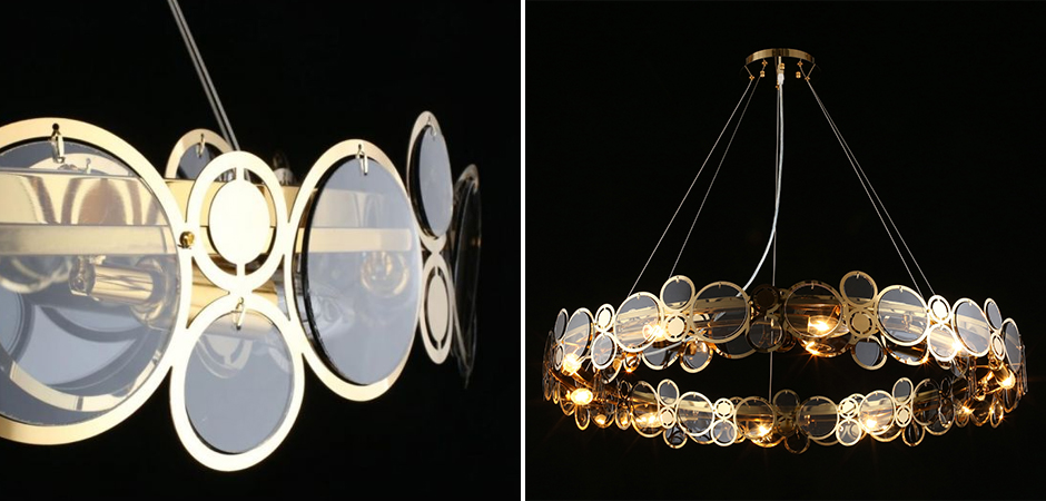 Люстра с дымчатым стеклом Golden Circles Люстра с дымчатым стеклом Golden Circles - Loft-Concept в Омске