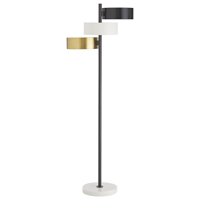 Торшер Arteriors HUTTON FLOOR LAMP Латунь Черный Белый в Омске | Loft Concept 