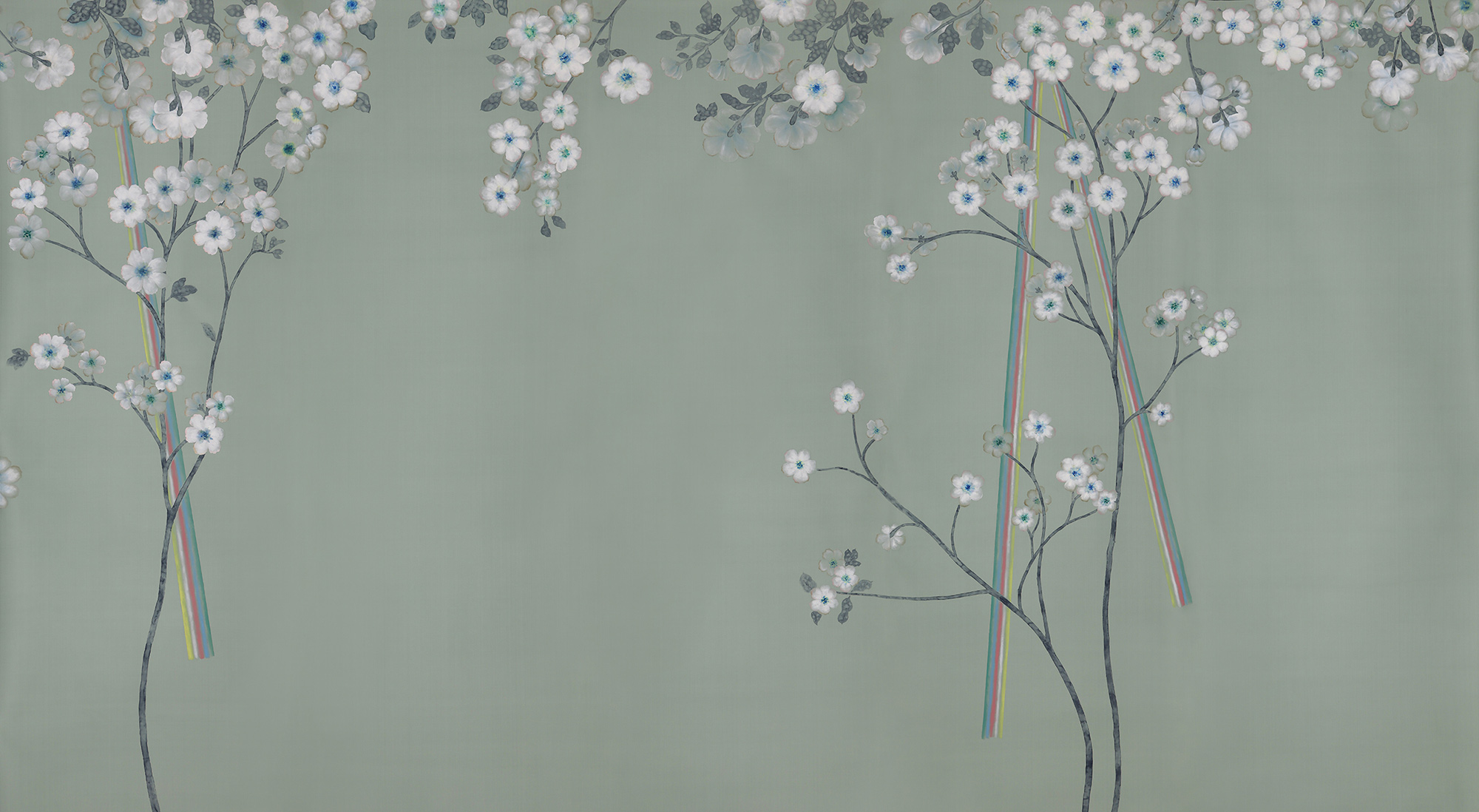 Обои ручная роспись Anemones in Light Daybreak on Blue Grey dyed silk Обои ручная роспись Anemones in Light Daybreak on Blue Grey dyed silk - постер Loft-Concept в Омске