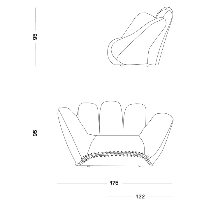 Дизайнерское кожаное кресло в форме руки Poltronova Joe Whip Armchair в Омске