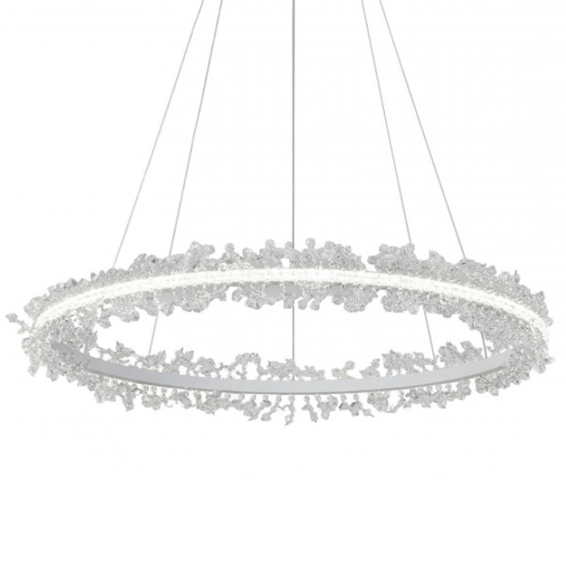 Crystal round chandelier Светильник Белое Кольцо из Хрусталя Прозрачный Латунь Crystal round chandelier Светильник Белое Кольцо из Хрусталя Прозрачный Латунь в Омске | Loft Concept