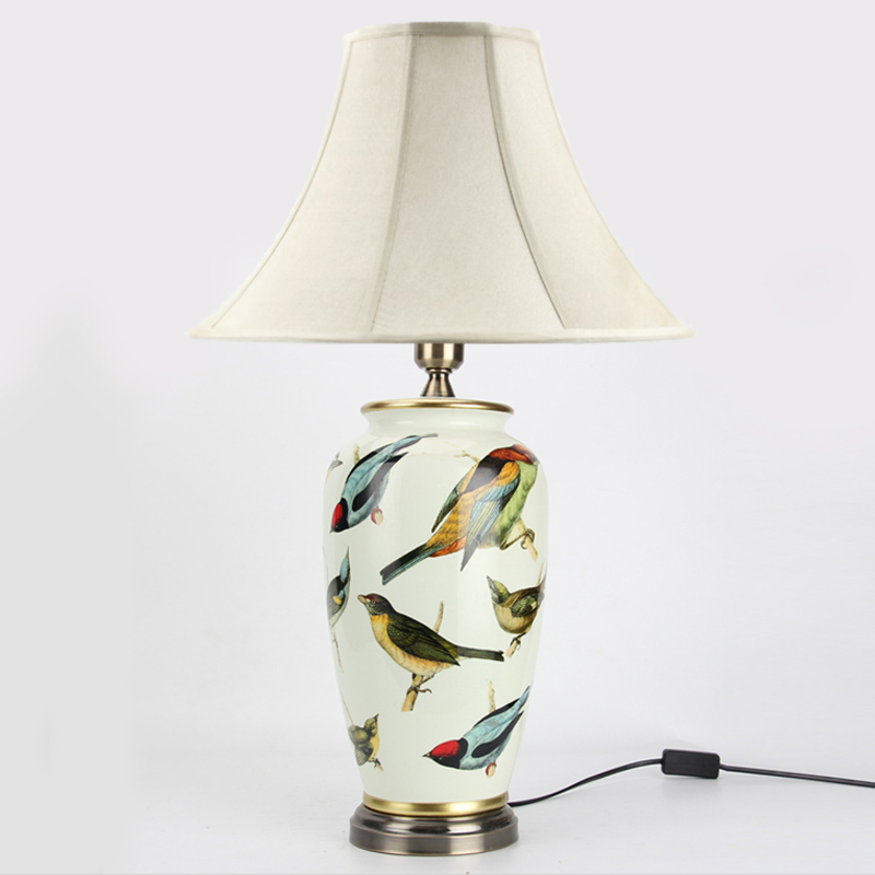 Настольная лампа Birds Blue Table lamp Белый Мульти Золотой в Омске | Loft Concept 