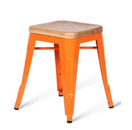 Кухонный стул Tolix Wood Seat Stool Черный Салатовый Нержавеющая сталь Красный Зеленый Желтый Голубой Белый Коричневый Оранжевый Древесина в Омске | Loft Concept 