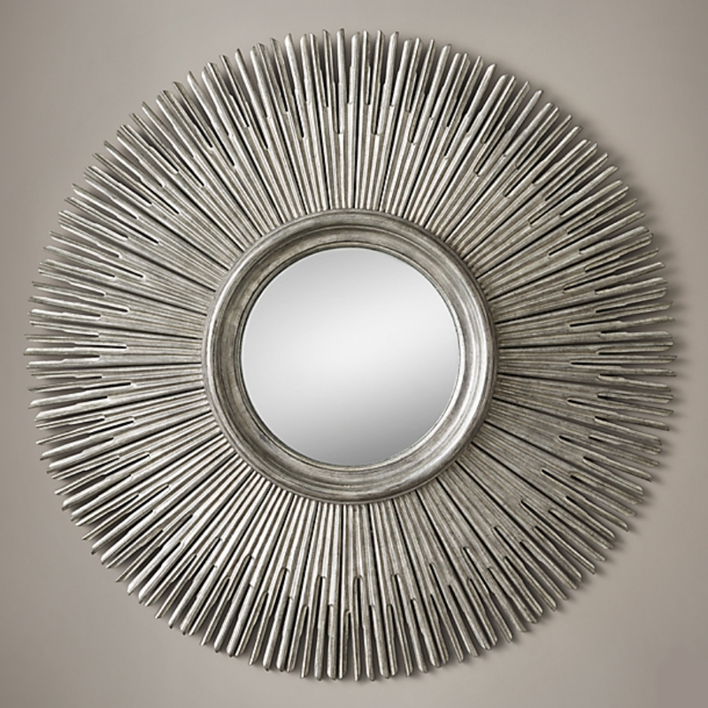 Restoration Hardware ROUND SUNBURST MIRROR Silver Серебро винтаж в Омске | Loft Concept 