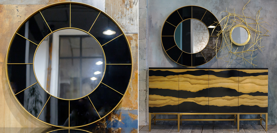 Зеркало Sectors Circle Mirror black Зеркало Sectors Circle Mirror black - Loft-Concept в Омске