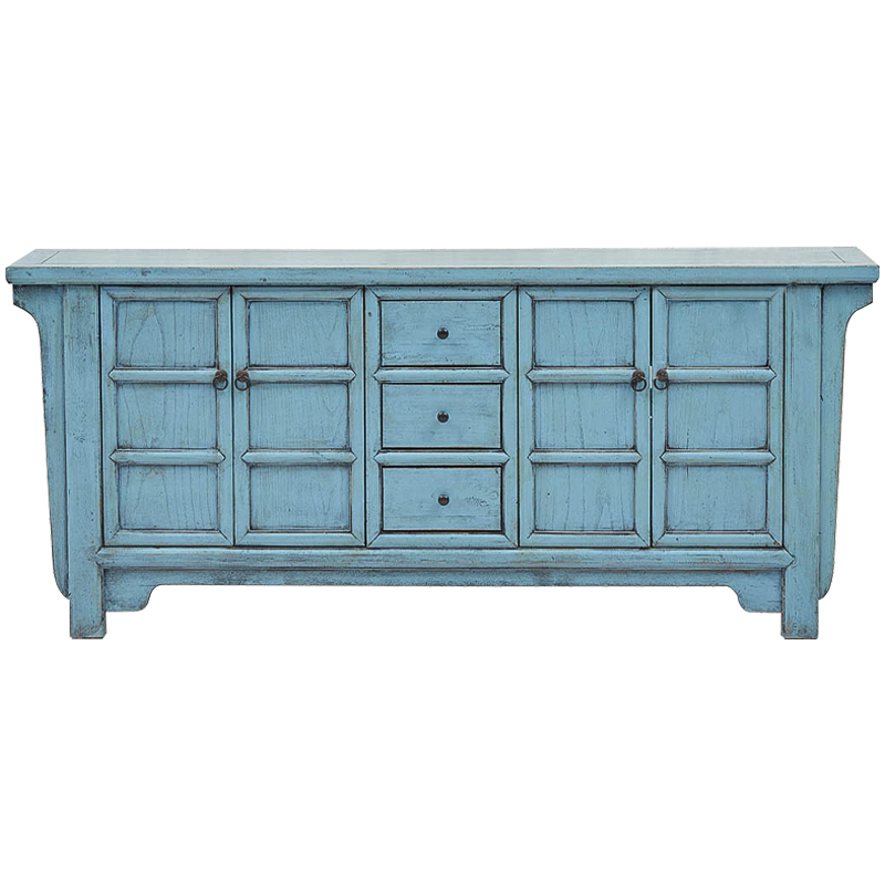 Комод в китайском стиле Blue Chest of Drawers Chinese Collection Голубой Коричневый в Омске | Loft Concept 