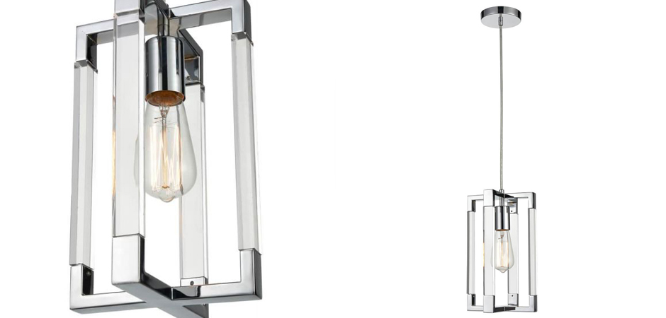 Подвесной светильник Transparent Strips Chromium Frame One Подвесной светильник Transparent Strips Chromium Frame One - Loft-Concept в Омске