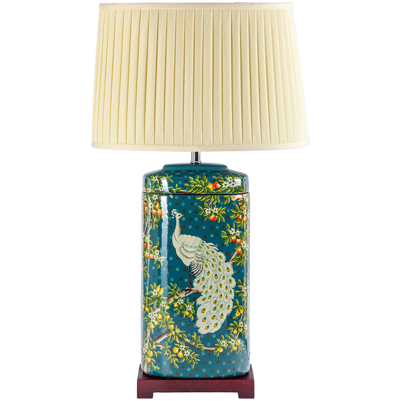 Настольная лампа White Peacock Lampshade Изумрудный Бежевый Мульти в Омске | Loft Concept 