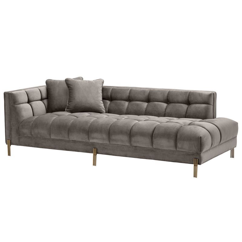 Кушетка Eichholtz Lounge Sofa Sienna Left Серый Матовая латунь в Омске | Loft Concept 