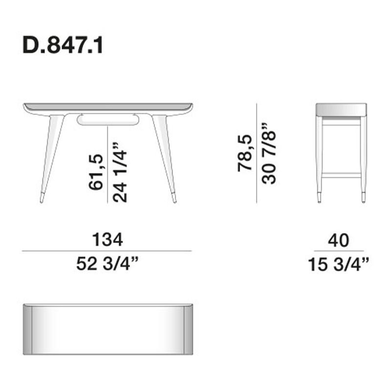 Дизайнерский рабочий стол из массива дерева Gio Ponti D.847.1 Writing Desk в Омске