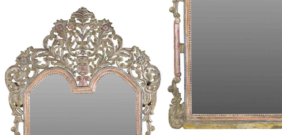 Зеркало из массива тика с растительным орнаментом Зеркало из массива тика с растительным орнаментом - Loft-Concept в Омске
