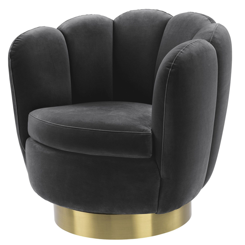 Кресло Eichholtz Swivel Chair Mirage dark grey Серый Матовая латунь в Омске | Loft Concept 