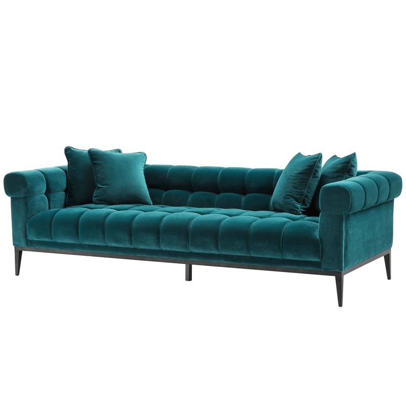 Диван Eichholtz Sofa Aurelio sea green Бирюзовый Черный в Омске | Loft Concept 