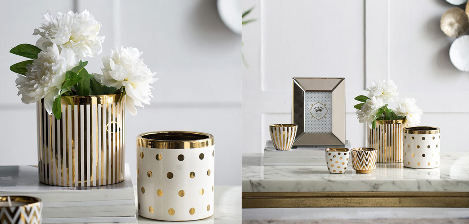 Ваза Gold & White Stripes Ваза Gold & White Stripes - Loft-Concept в Омске