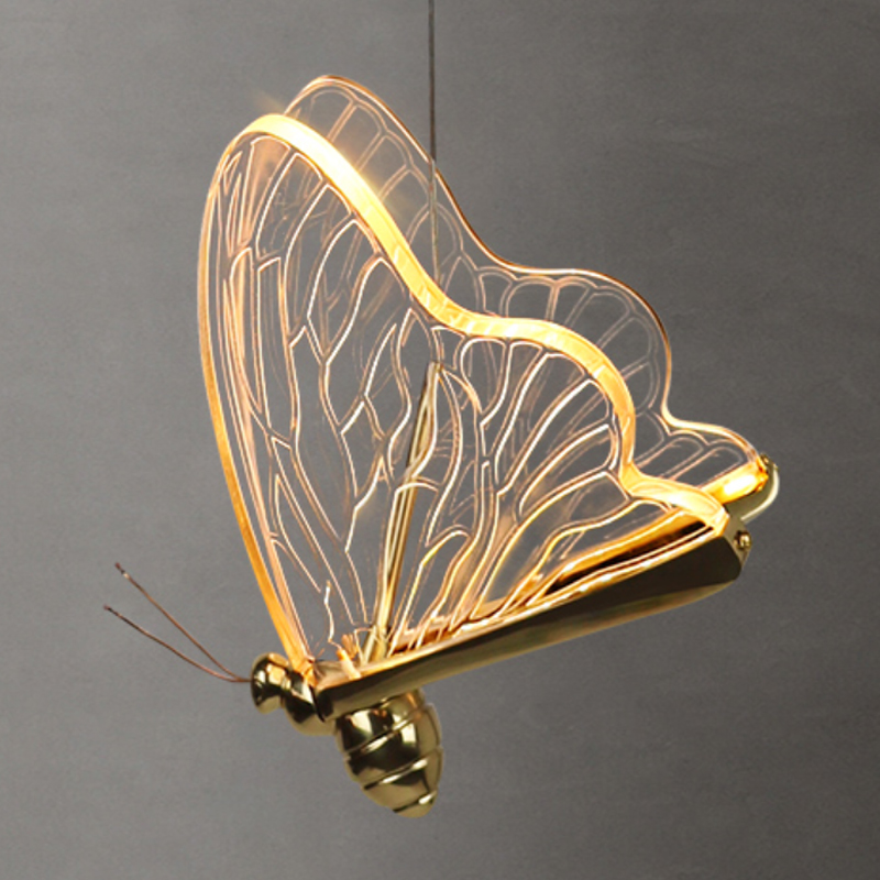 Люстра Glass butterfly chandelier C Глянцевое золото Прозрачный Черный в Омске | Loft Concept 