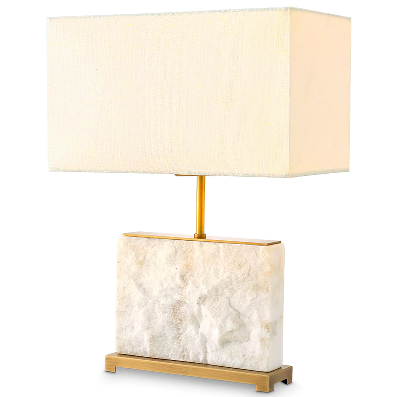 Настольная лампа Eichholtz Table Lamp Newton S Marble Белый Мрамор Bianco Латунь Кремовый в Омске | Loft Concept 