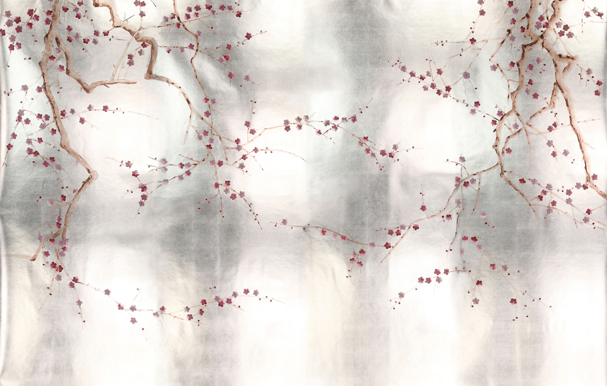 Обои ручная роспись Plum Blossom Blossom on Tarnished Silver gilded paper Обои ручная роспись Plum Blossom Blossom on Tarnished Silver gilded paper - постер Loft-Concept в Омске