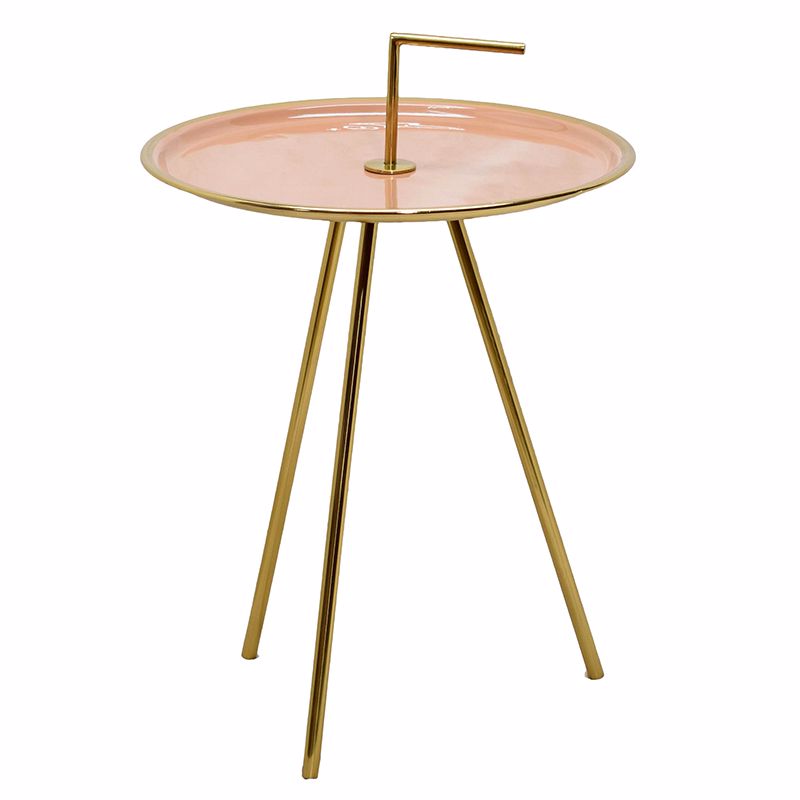 Приставной стол Salute Table Pink Розовый пастельный Глянцевое золото в Омске | Loft Concept 