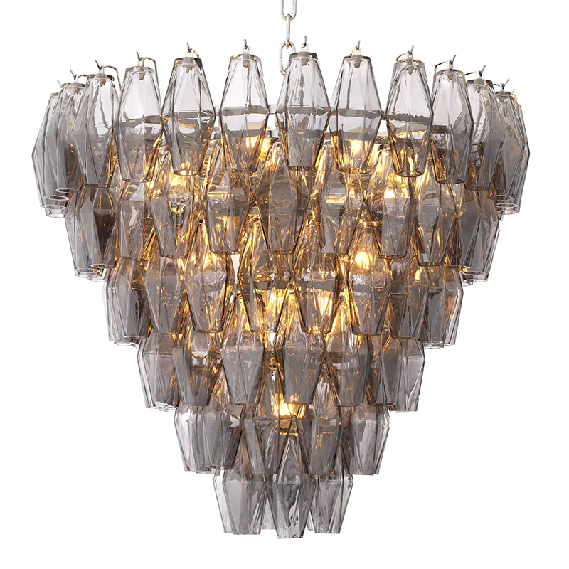 Люстра Eichholtz Chandelier Benini S Никель Стекло Смок в Омске | Loft Concept 